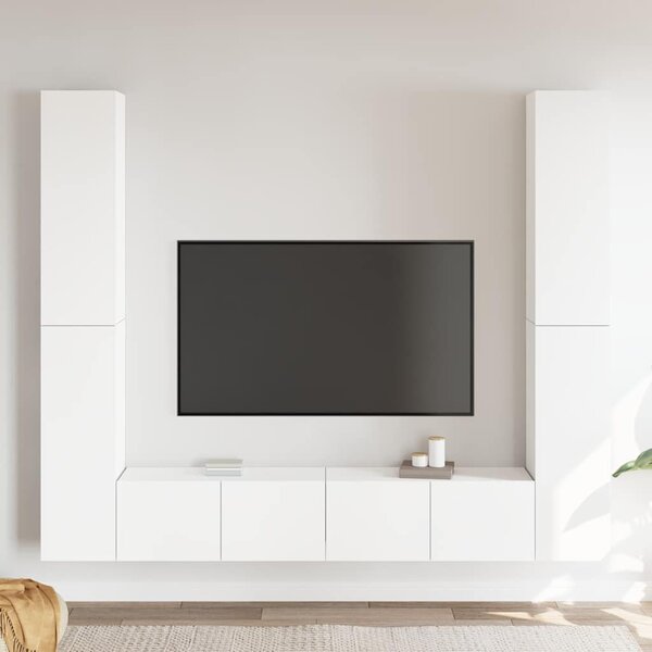 8 részes fehér szerelt fa TV-szekrényszett