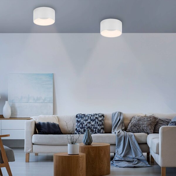 JUST LIGHT. GmbH Tanika LED mennyezeti lámpa, fehér, Ø 16 cm, dimmelhető, dimmelhető, Fehér / opál, Nappali / Étkező, Kerámia, Modern