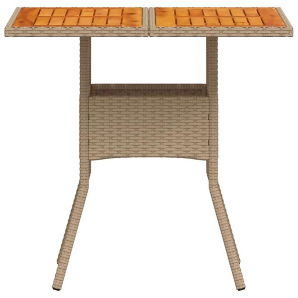 VidaXL Kerti Asztal - Polyrattan és Akácfa - 80x80 cm