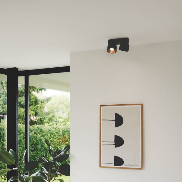 Nordlux Downlight Pitcher, fekete/sárgaréz, 2 izzós, fém, GU10, dimmelhető, Fekete, Nappali / Étkező, fém, Modern