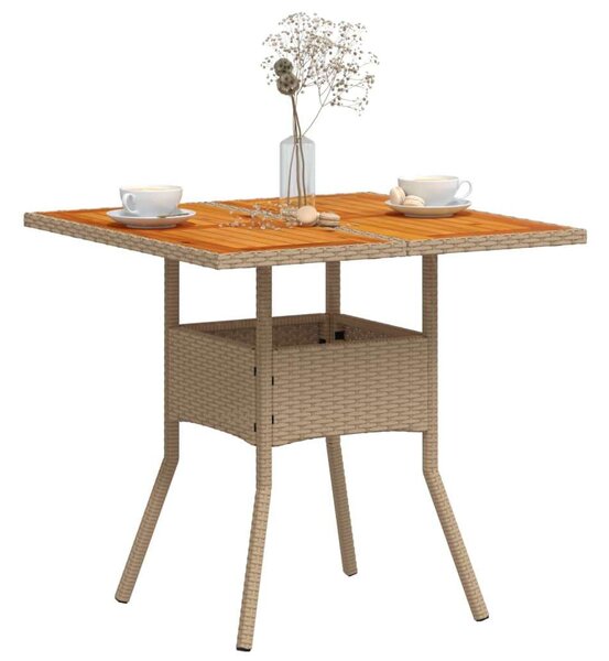 VidaXL Kerti Asztal - Polyrattan és Akácfa - 80x80 cm