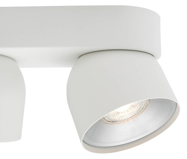 Nordlux Downlight Pitcher, fehér/ezüst, 2 izzós, fém, GU10, dimmelhető, Fehér / opál, Nappali / Étkező, fém, Modern