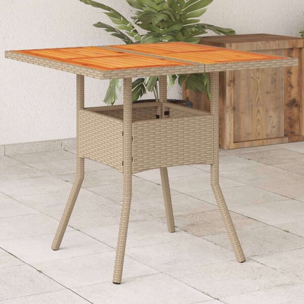 VidaXL Kerti Asztal - Polyrattan és Akácfa - 80x80 cm