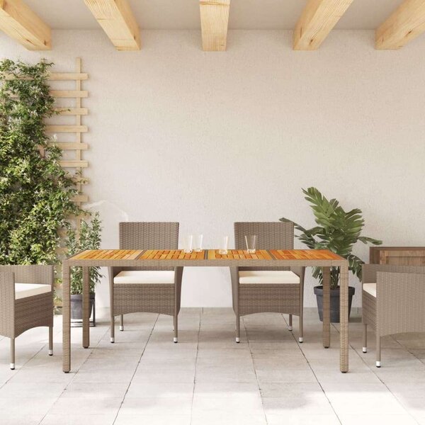 VidaXL Kerti Asztal - Akácfa és Polyrattan - Bézs - 190x90x75 cm