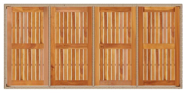 VidaXL Kerti Asztal - Akácfa és Polyrattan - Bézs - 190x90x75 cm