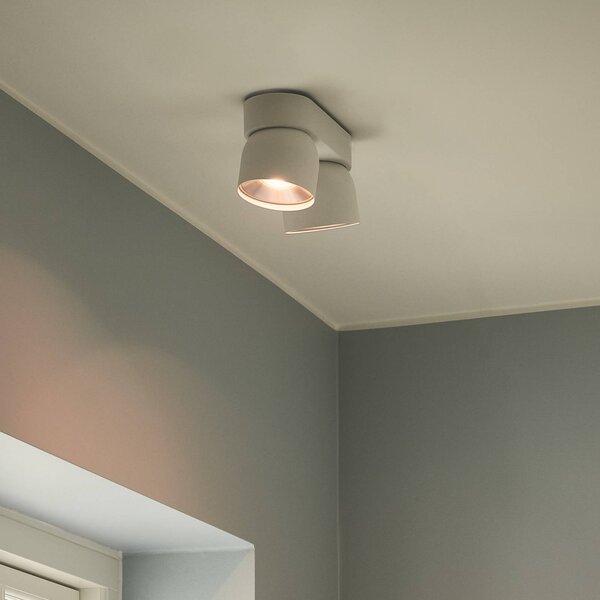 Nordlux Downlight Pitcher, fehér/ezüst, 2 izzós, fém, GU10, dimmelhető, Fehér / opál, Nappali / Étkező, fém, Modern