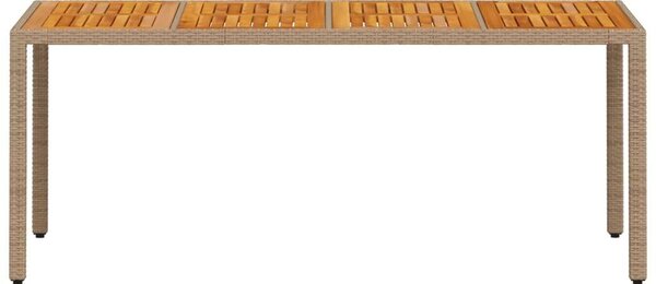 VidaXL Kerti Asztal - Akácfa és Polyrattan - Bézs - 190x90x75 cm