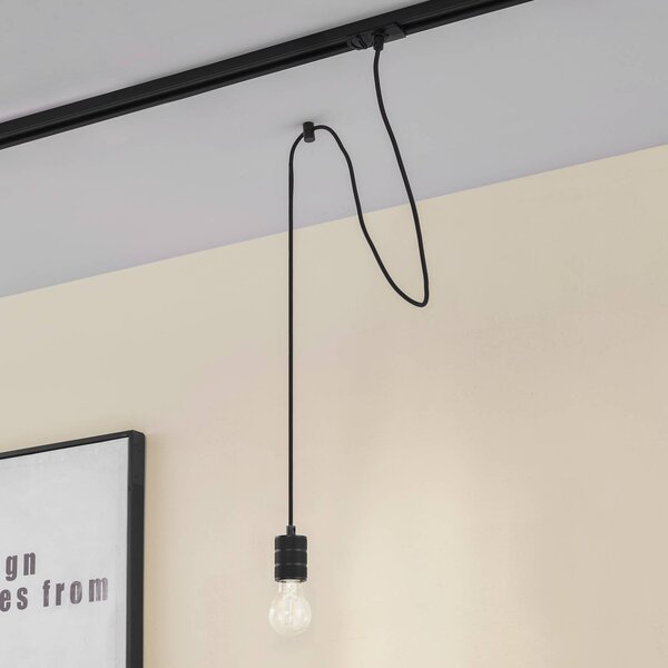 Lindby függőlámpa Linaro, Ø 4,6 cm, fekete, 1-fázisú, E27, dimmelhető, Fekete, Nappali / Étkező, Alumínium, Modern
