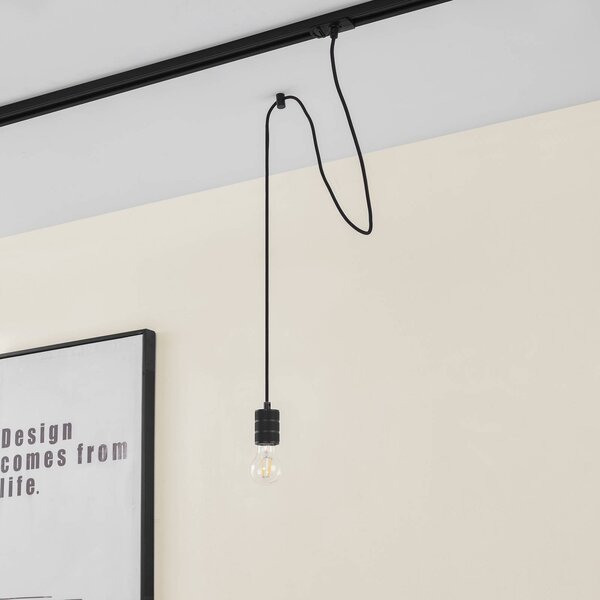 Lindby függőlámpa Linaro, Ø 4,6 cm, fekete, 1-fázisú, E27, dimmelhető, Fekete, Nappali / Étkező, Alumínium, Modern