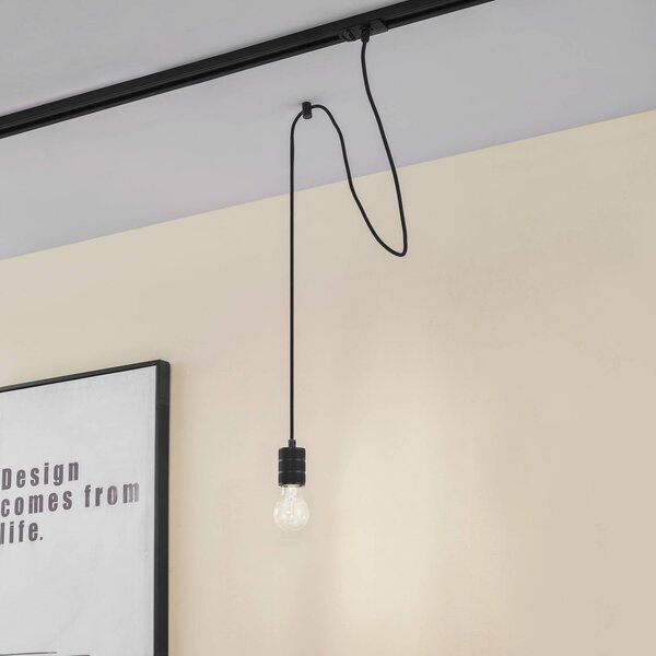 Lindby függőlámpa Linaro, Ø 4,6 cm, fekete, 1-fázisú, E27, dimmelhető, Fekete, Nappali / Étkező, Alumínium, Modern