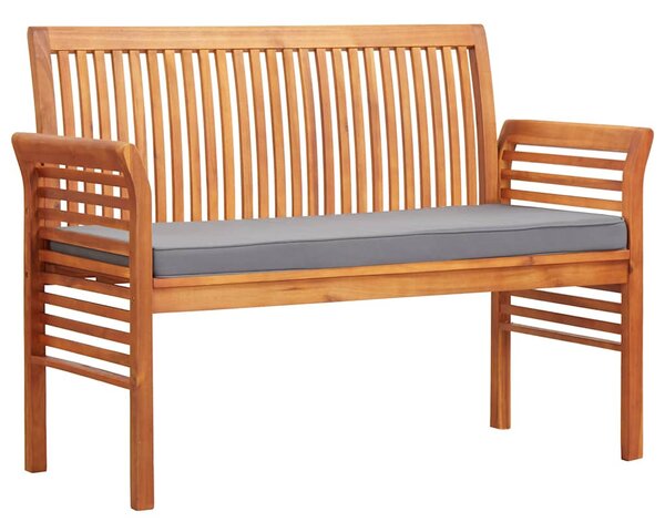Kétszemélyes tömör akácfa kerti pad párnával 120 cm