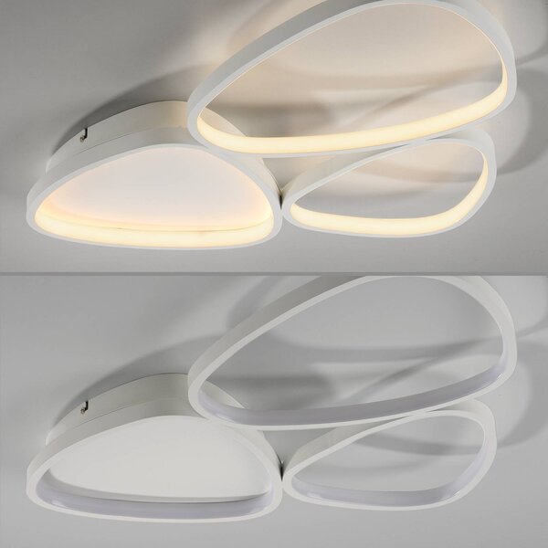 JUST LIGHT. GmbH Pebbles LED mennyezeti lámpa, fehér, dimmelhető, dimmelhető, Fehér / opál, Folyosó, fém, Modern