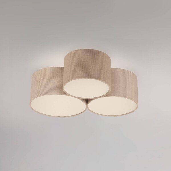 JUST LIGHT. GmbH Zöld Duro mennyezeti lámpa, textil, három izzós, dimmelhető, Krém / borostyánsárga, Nappali / Étkező, Textil / szövet / selyem