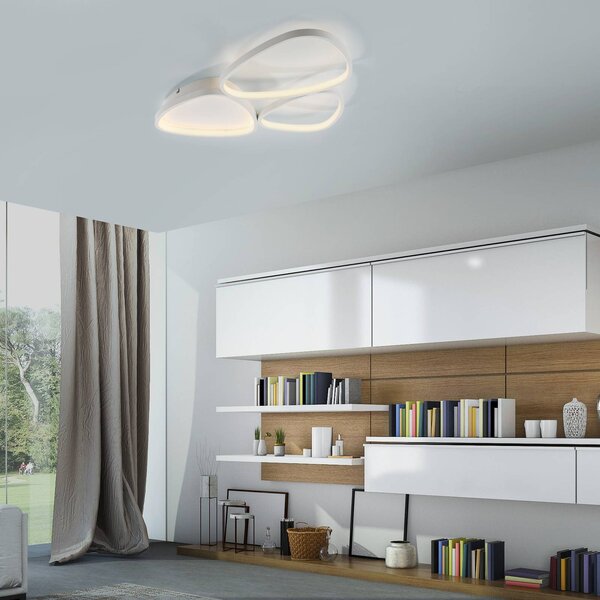 JUST LIGHT. GmbH Pebbles LED mennyezeti lámpa, fehér, dimmelhető, dimmelhető, Fehér / opál, Folyosó, fém, Modern