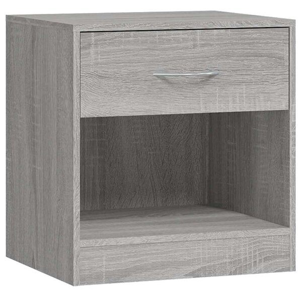 2 db szürke sonoma színű éjjeliszekrény fiókkal