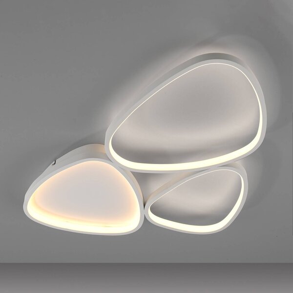 JUST LIGHT. GmbH Pebbles LED mennyezeti lámpa, fehér, dimmelhető, dimmelhető, Fehér / opál, Folyosó, fém, Modern