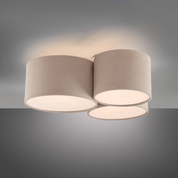 JUST LIGHT. GmbH Zöld Duro mennyezeti lámpa, textil, három izzós, dimmelhető, Krém / borostyánsárga, Nappali / Étkező, Textil / szövet / selyem