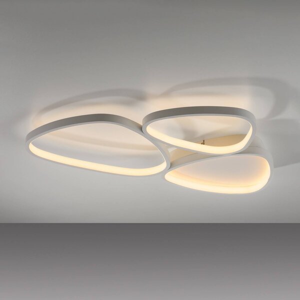 JUST LIGHT. GmbH Pebbles LED mennyezeti lámpa, fehér, dimmelhető, dimmelhető, Fehér / opál, Folyosó, fém, Modern