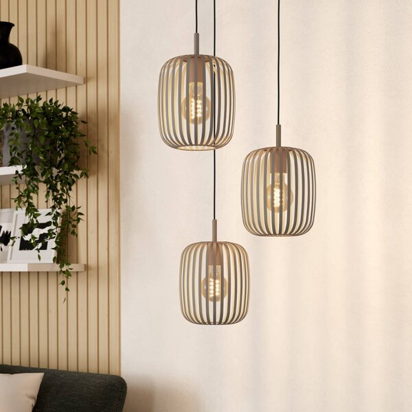 EGLO Romazzina függőlámpa, Ø 46 cm, homokszínű, 3-lámpás, acél, dimmelhető, Krém / borostyánsárga, Nappali / Étkező, fém, Modern