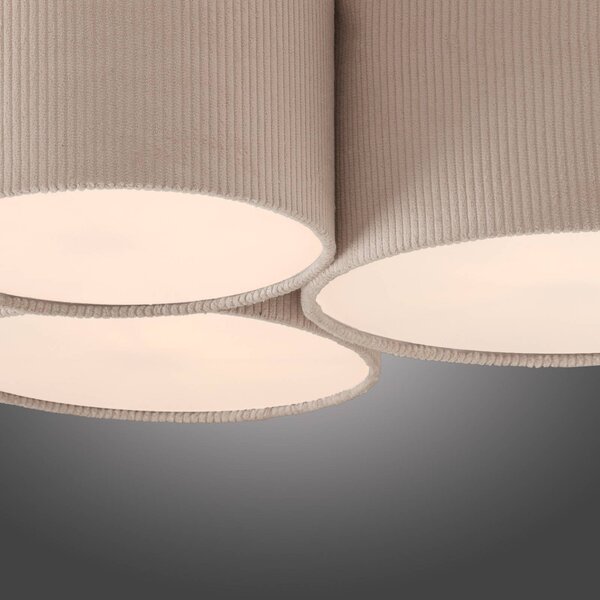 JUST LIGHT. GmbH Zöld Duro mennyezeti lámpa, textil, három izzós, dimmelhető, Krém / borostyánsárga, Nappali / Étkező, Textil / szövet / selyem