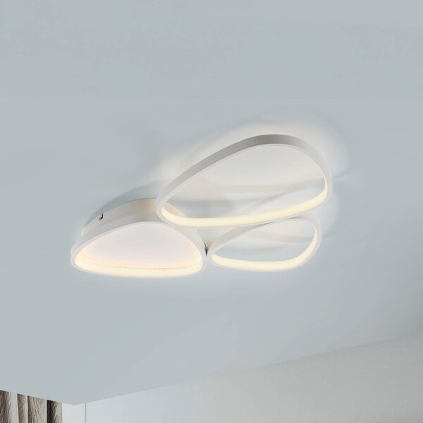 JUST LIGHT. GmbH Pebbles LED mennyezeti lámpa, fehér, dimmelhető, dimmelhető, Fehér / opál, Folyosó, fém, Modern