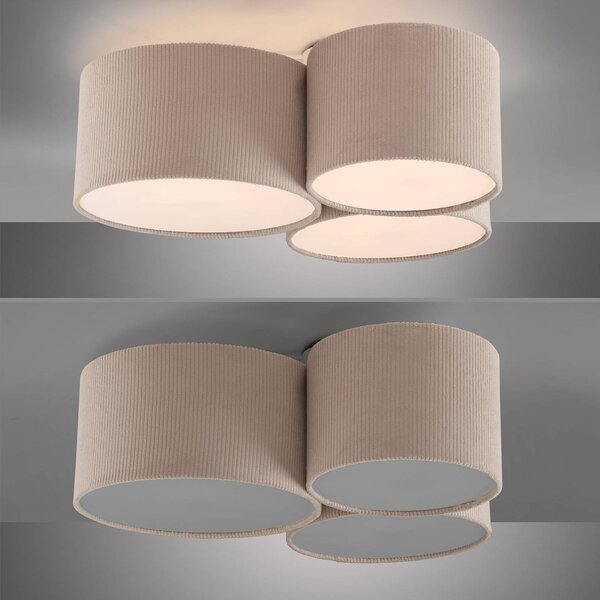JUST LIGHT. GmbH Zöld Duro mennyezeti lámpa, textil, három izzós, dimmelhető, Krém / borostyánsárga, Nappali / Étkező, Textil / szövet / selyem
