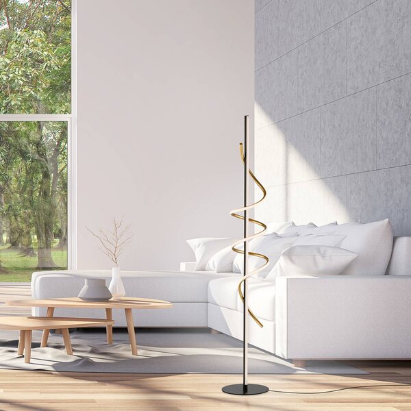 JUST LIGHT. GmbH Emanda LED-es állólámpa, vas, fekete-réz, dimmelhető, Fekete, Nappali / Étkező, fém, Modern