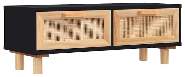 Fekete szerelt fa és tömör fenyőfa dohányzóasztal 80x40x30 cm