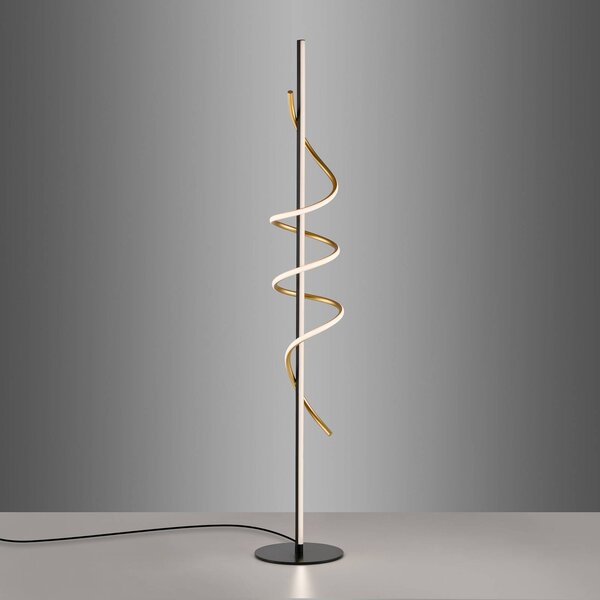 JUST LIGHT. GmbH Emanda LED-es állólámpa, vas, fekete-réz, dimmelhető, Fekete, Nappali / Étkező, fém, Modern