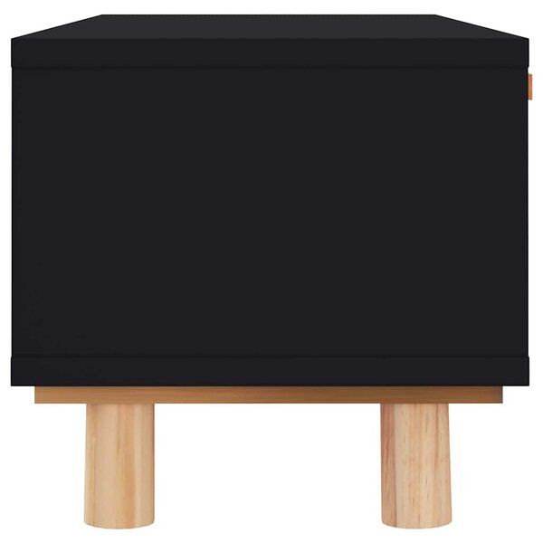 Fekete szerelt fa és tömör fenyőfa dohányzóasztal 80x40x30 cm