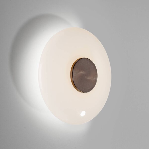 PURE Vitrum LED fali lámpa, barna/opál üveg/alumínium, Ø 22 cm, dimmelhető, Barna / rozsda, Nappali / Étkező, Üveg, Modern