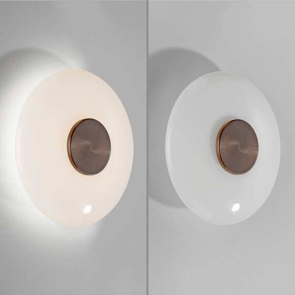 PURE Vitrum LED fali lámpa, barna/opál üveg/alumínium, Ø 22 cm, dimmelhető, Barna / rozsda, Nappali / Étkező, Üveg, Modern