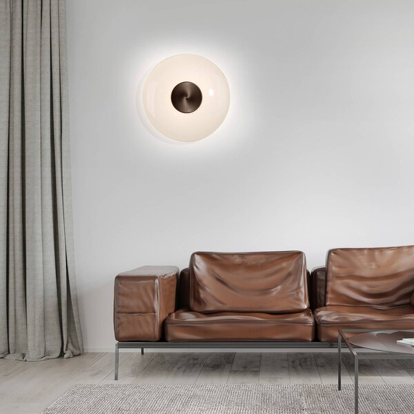 PURE Vitrum LED fali lámpa, barna/opál üveg/alumínium, Ø 22 cm, dimmelhető, Barna / rozsda, Nappali / Étkező, Üveg, Modern