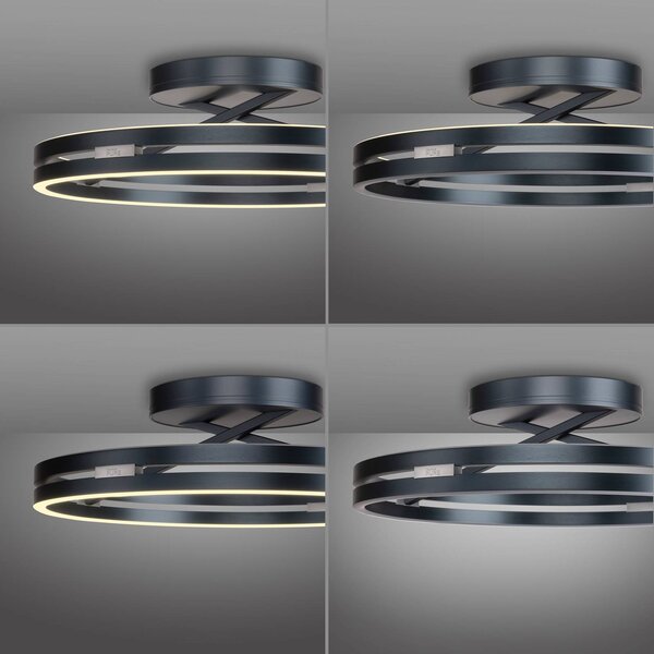 PURE LED mennyezeti világítás Loop, szürke, fém, Ø 60 cm, CCT, dimmelhető, Alu / szürke / cink, Nappali / Étkező, Alumínium, Modern