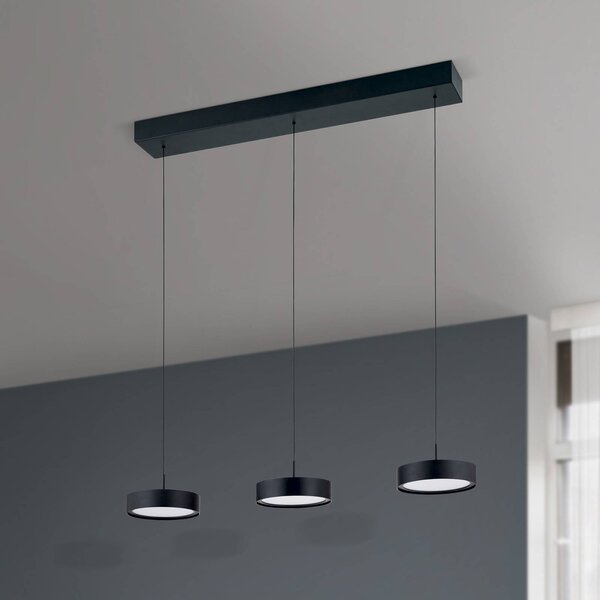 ORION Teide LED-es függőlámpa, fekete, fém, állítható magasságú, dimmelhető, Fekete, Nappali / Étkező, fém, Modern