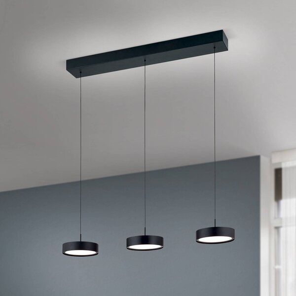 ORION Teide LED-es függőlámpa, fekete, fém, állítható magasságú, dimmelhető, Fekete, Nappali / Étkező, fém, Modern