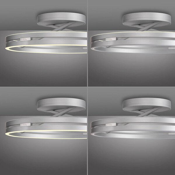 PURE LED mennyezeti világítás Loop, alumínium, fém, Ø 60 cm CCT, dimmelhető, Alu / szürke / cink, Nappali / Étkező, Alumínium, Modern