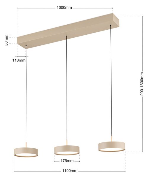 ORION Teide LED-es függőlámpa, khaki, fém, állítható magasságú, dimmelhető, Zöld, Nappali / Étkező, fém, Modern