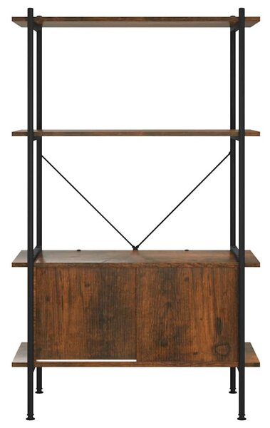 4 szintes acél és szerelt fa polc szekrénnyel 80x40x130 cm