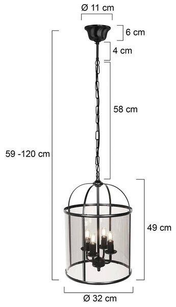 Steinhauer Pimpernel lógó világítás, Ø 32 cm, fekete, füstszürke üveg, dimmelhető, Fekete, Folyosó, fém, Antik