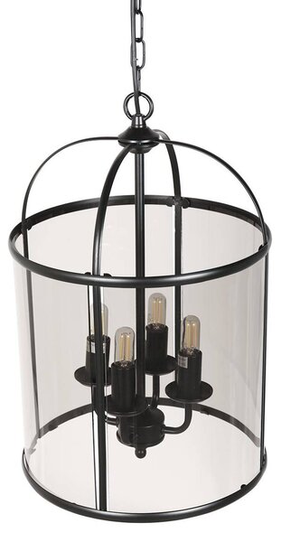 Steinhauer Pimpernel lógó világítás, Ø 32 cm, fekete, füstszürke üveg, dimmelhető, Fekete, Folyosó, fém, Antik