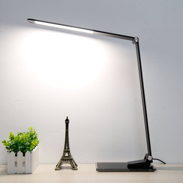 Aluminor Starglass LED asztali lámpa üveg talppal, dimmelhető, Fekete, Dolgozószoba / Iroda, Alumínium, Modern