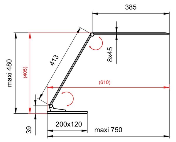 Aluminor Starglass LED asztali lámpa üveg talppal, dimmelhető, Fekete, Dolgozószoba / Iroda, Alumínium, Modern