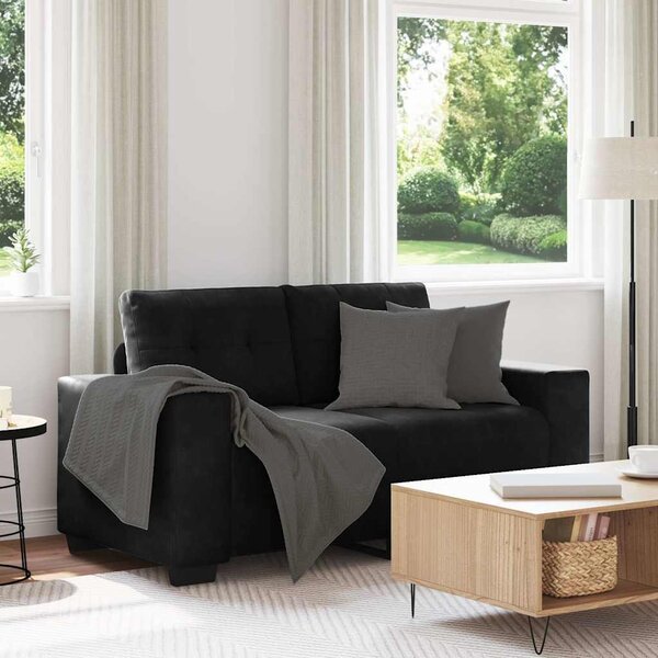 Fekete bársony loveseat kanapé 160x77x82 cm