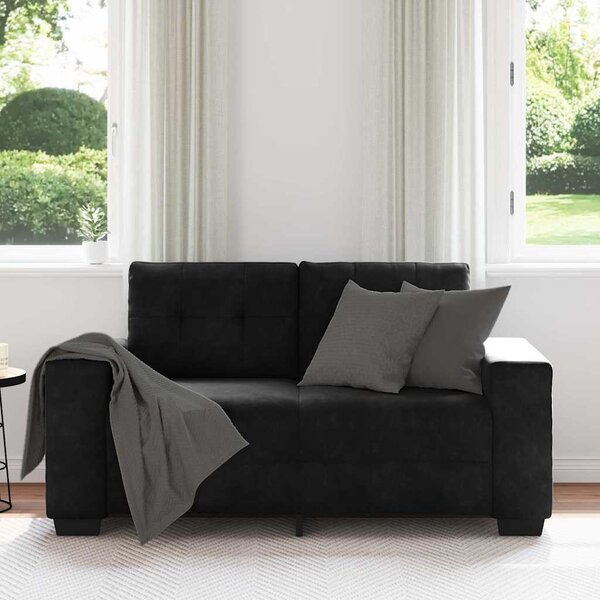 Fekete bársony loveseat kanapé 160x77x82 cm
