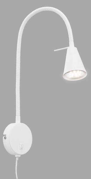Briloner LED fali világítás Tusa, fehér, fém, 45 cm, hajlított kar, Fehér / opál, Hálószoba, fém, Modern