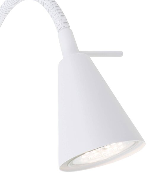 Briloner LED fali világítás Tusa, fehér, fém, 45 cm, hajlított kar, Fehér / opál, Hálószoba, fém, Modern