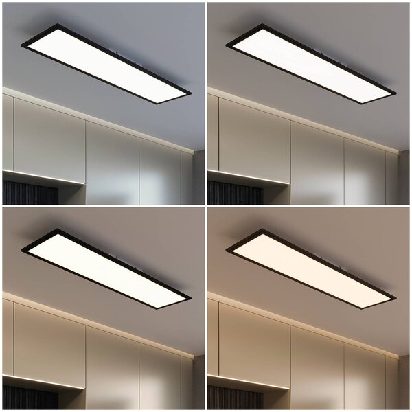 Briloner LED panel Piatto CCT távirányító, 100x25, fekete, dimmelhető, Fekete, Nappali / Étkező, fém, Modern