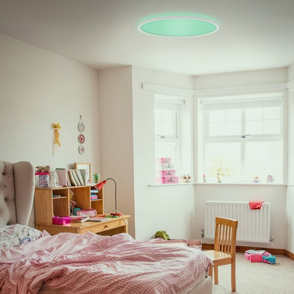 Briloner LED panel Slim kerek RGBW effekt Ø 42 cm fehér, dimmelhető, Fehér / opál, Nappali / Étkező, Műanyag, Modern