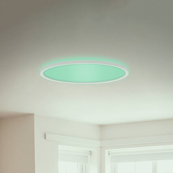 Briloner LED panel Slim kerek RGBW effekt Ø 42 cm fehér, dimmelhető, Fehér / opál, Nappali / Étkező, Műanyag, Modern